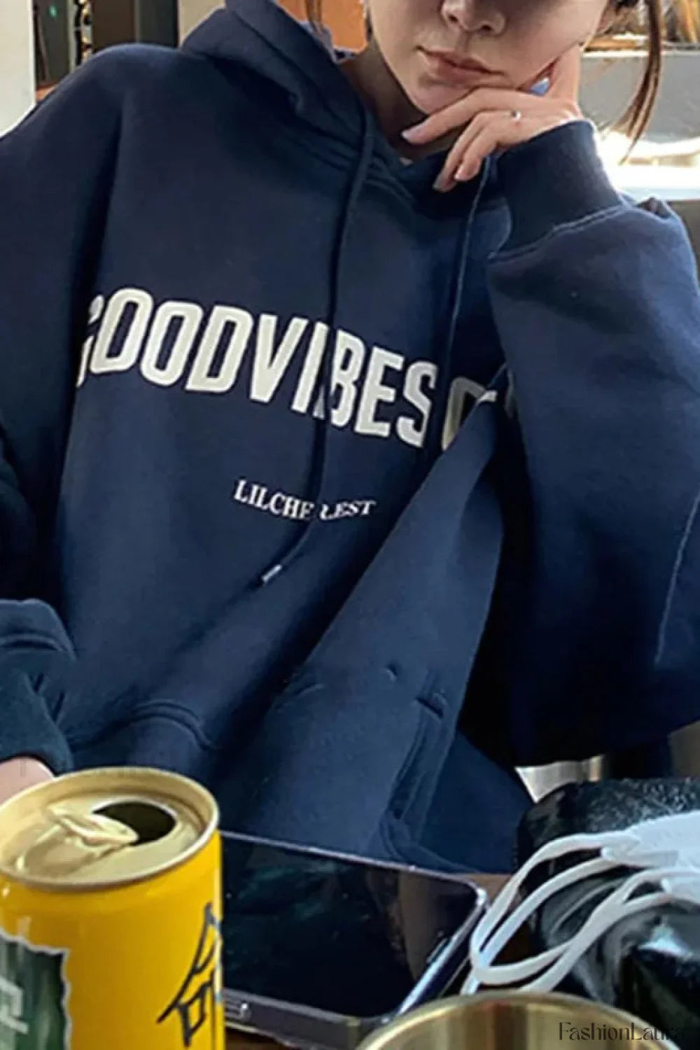 Solid Color Letter Hooded Hoodie
