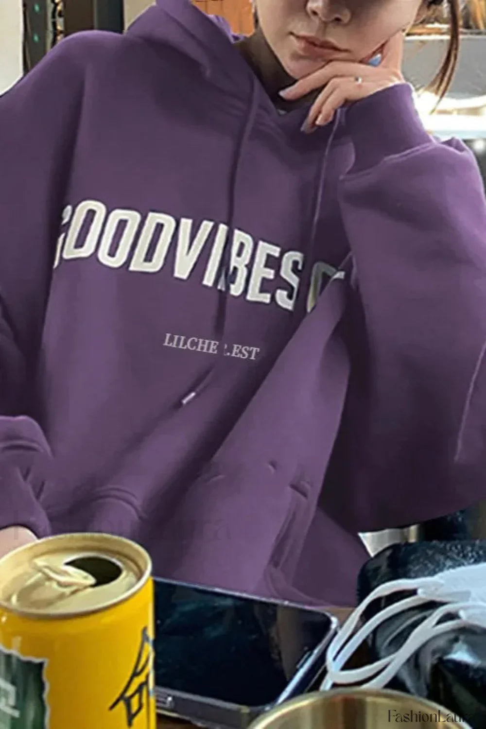 Solid Color Letter Hooded Hoodie