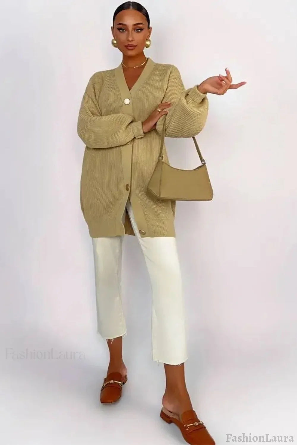 Solid Color Relaxed Knit Cardigan