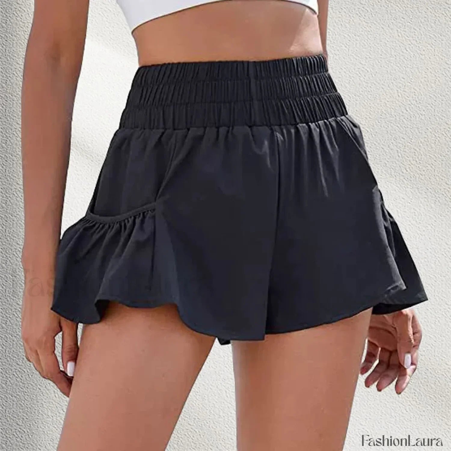 Solid Color Tennis Skirt Yoga Shorts Gym Sportswear Loose Short