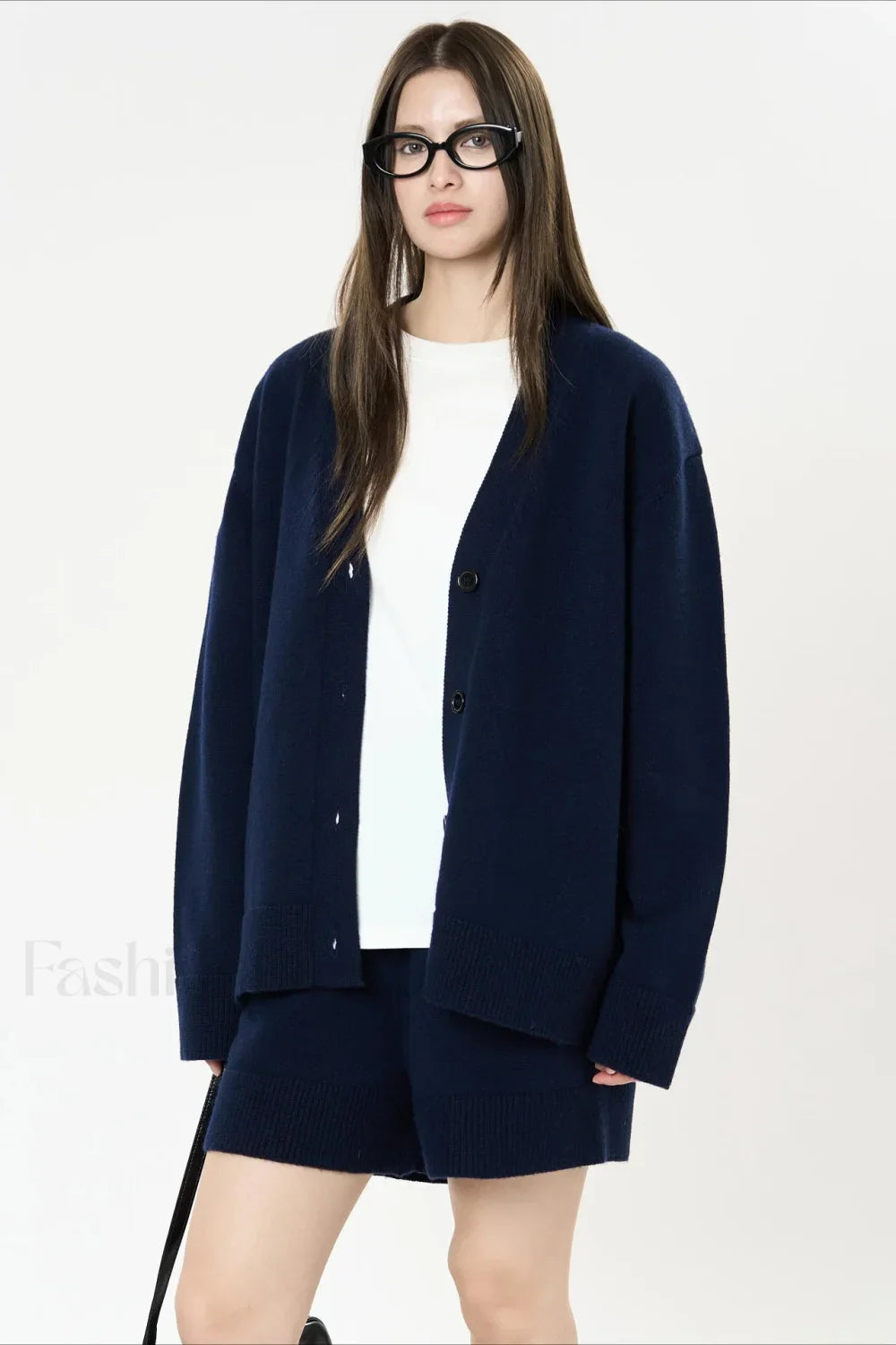 Solid Color V-neck Long Sleeve Cardigan