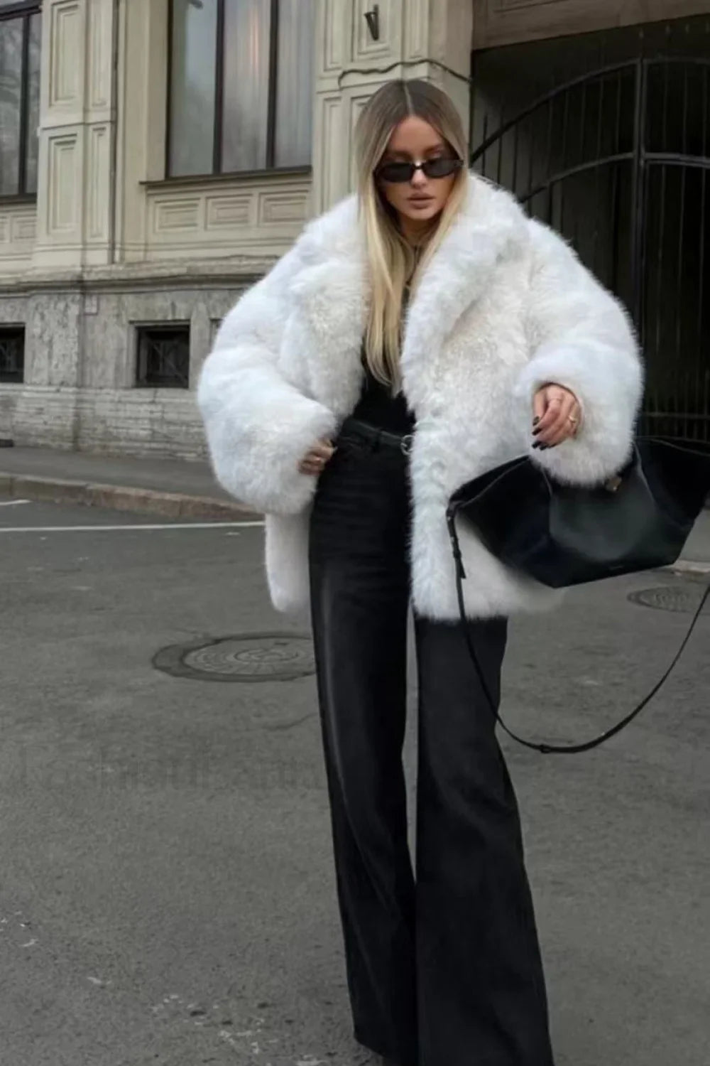 Solid Eco Faux Fur Coat