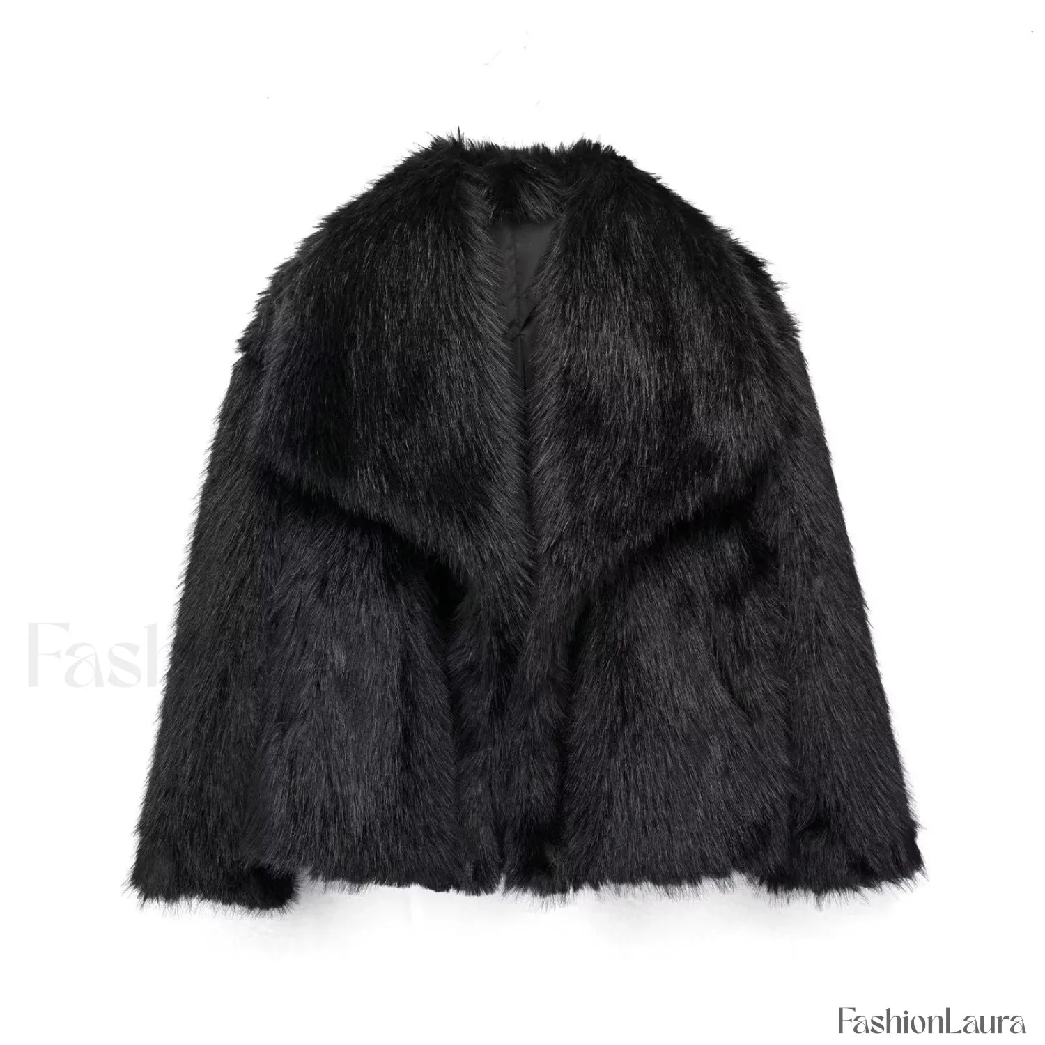 Solid Faux Graceful Fur Collar Jacket