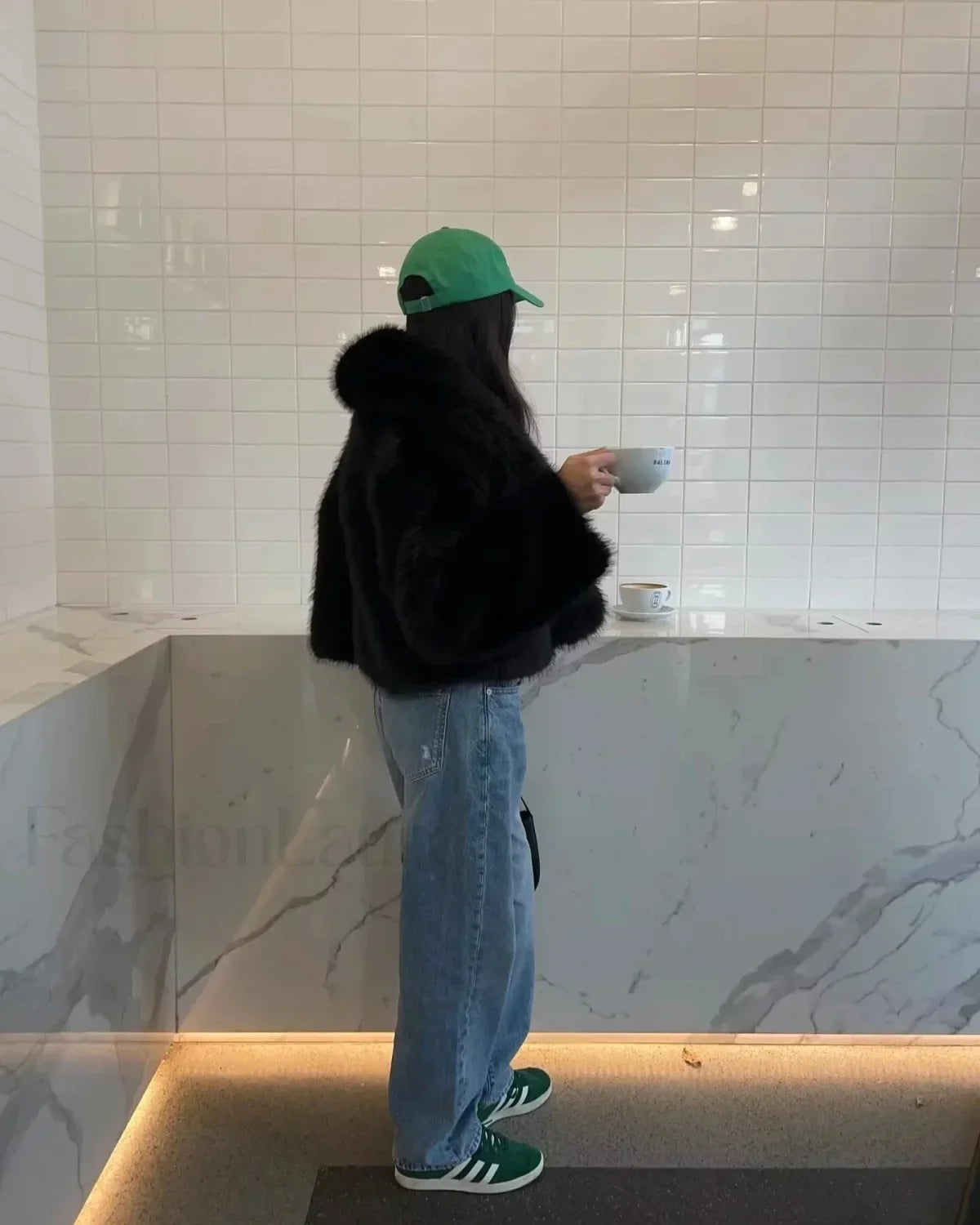 Solid Faux Graceful Fur Collar Jacket