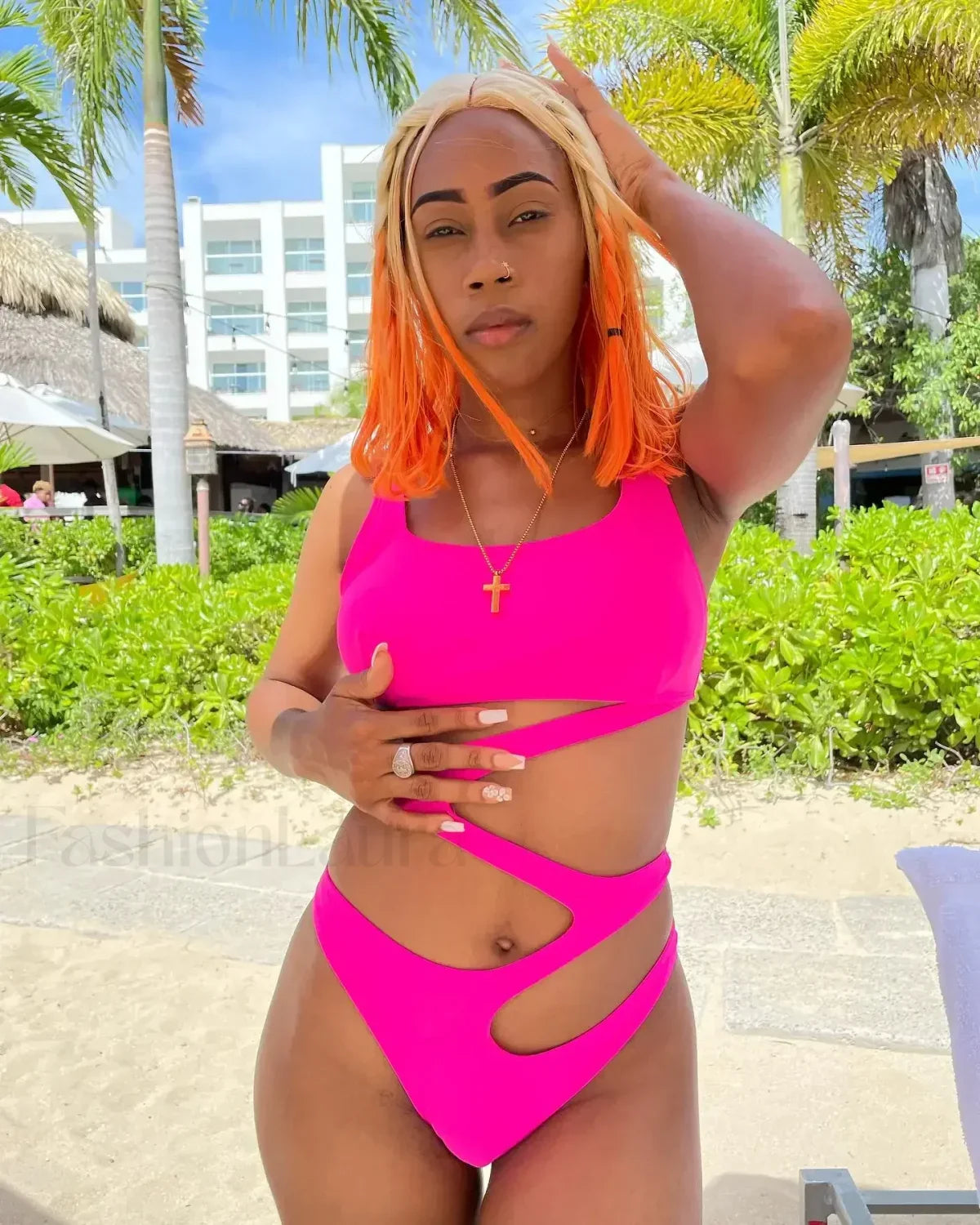 Solid Flowers Strap Backless One Piece