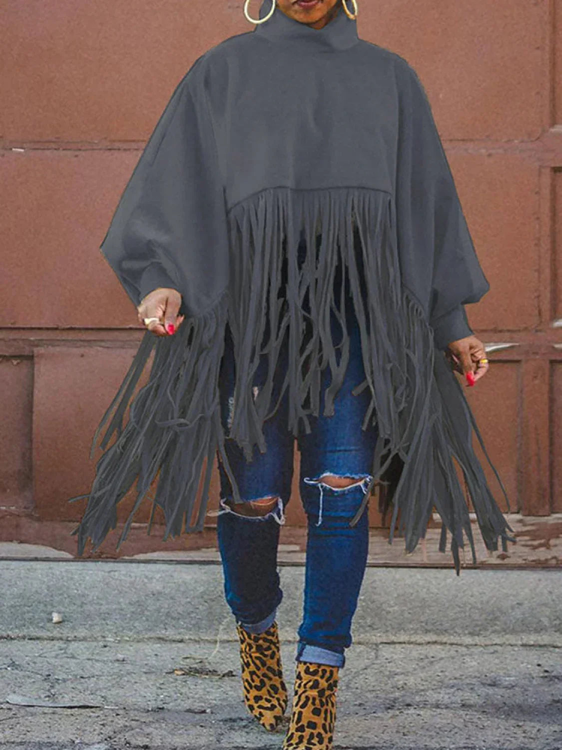 Solid Fringed Suede Top