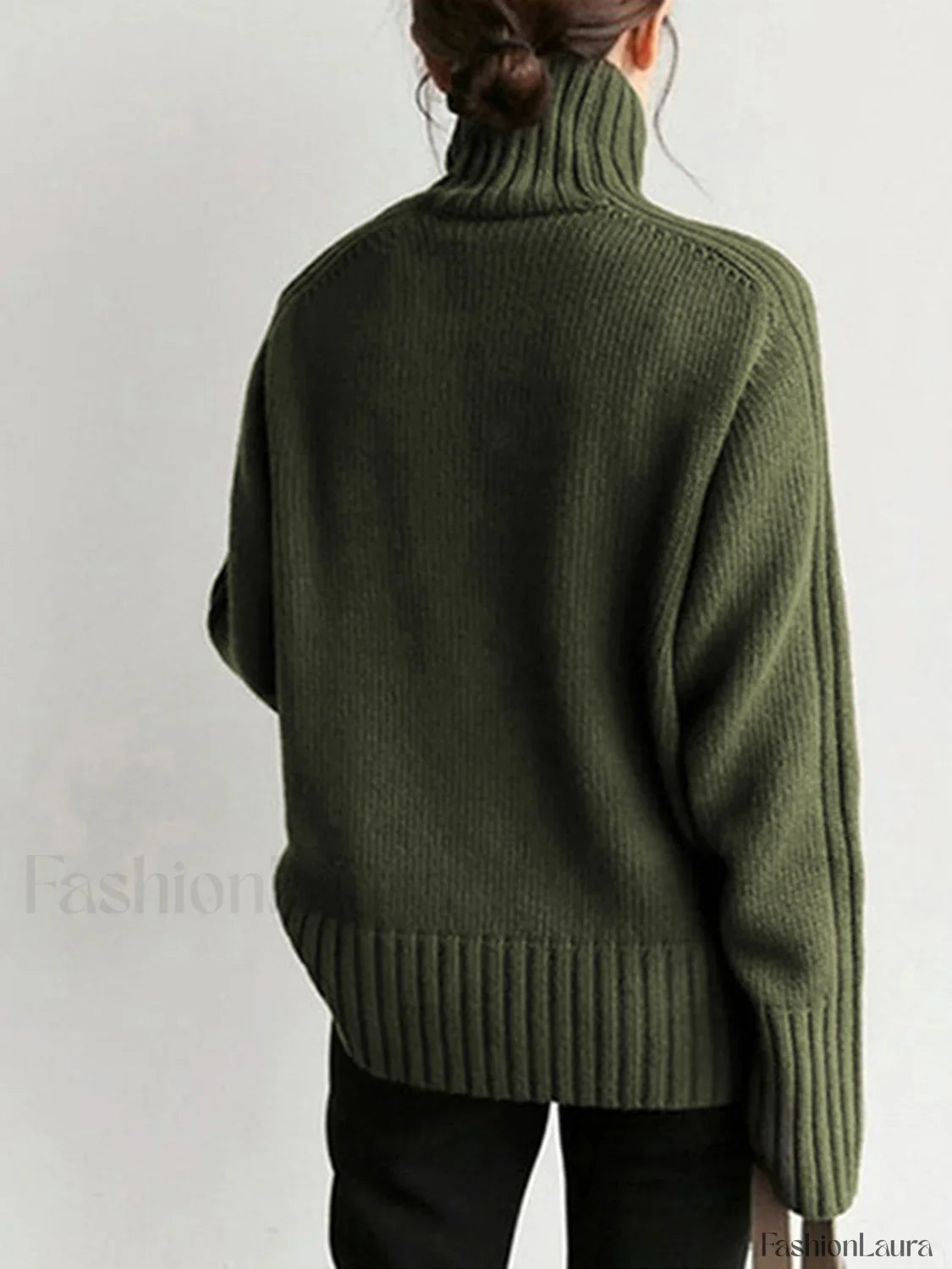 Solid High Graceful Neck Knit Sweater