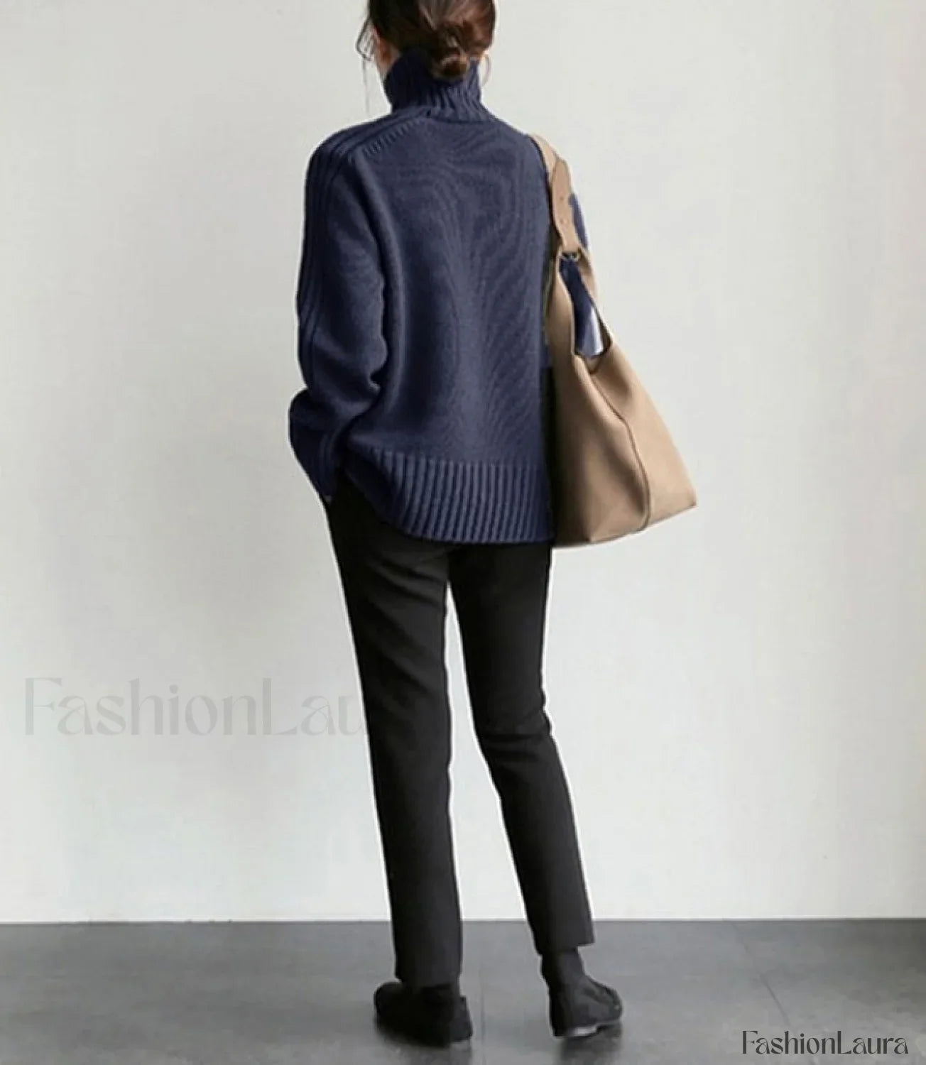 Solid High Graceful Neck Knit Sweater