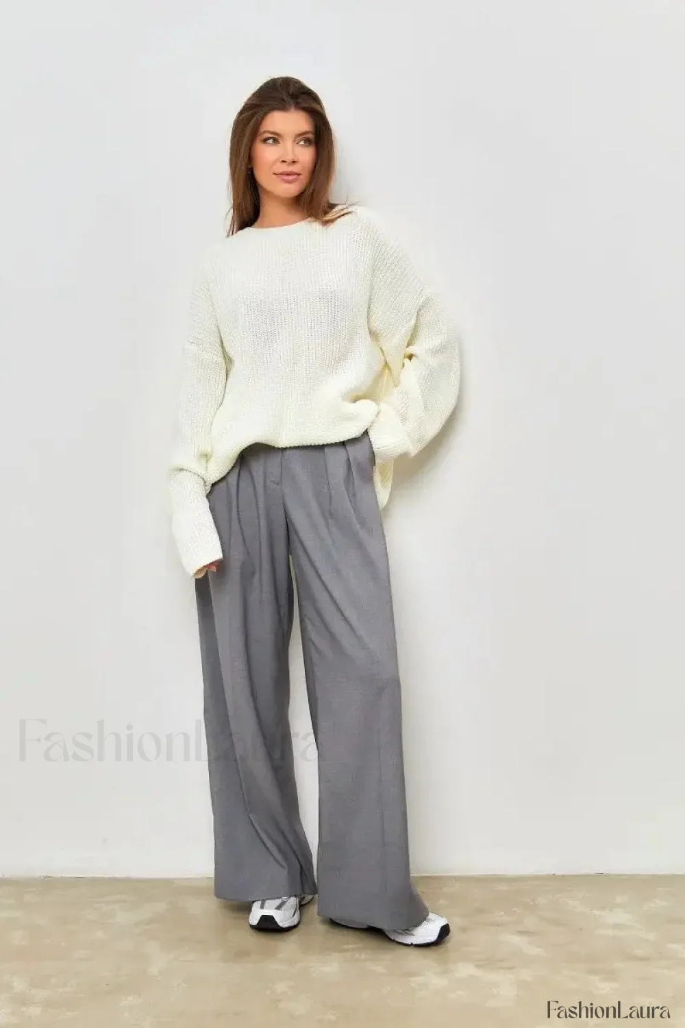 Solid Knit Crewneck Pullover Sweater