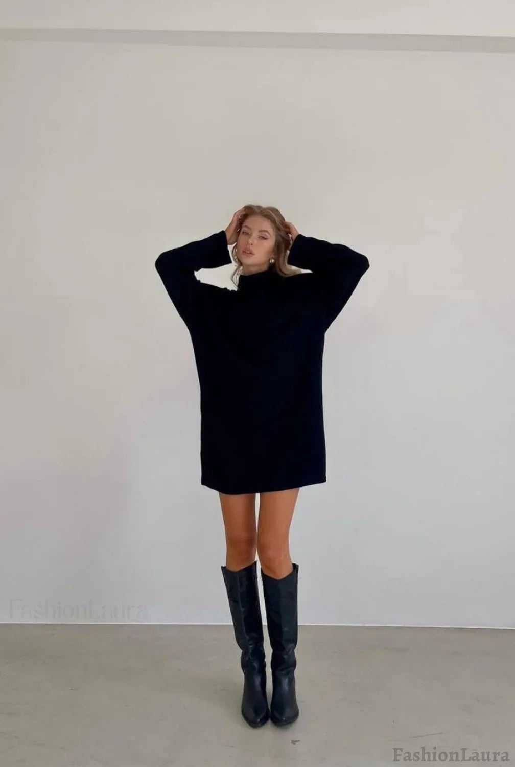 Solid Knit Pullover Sweater Dress