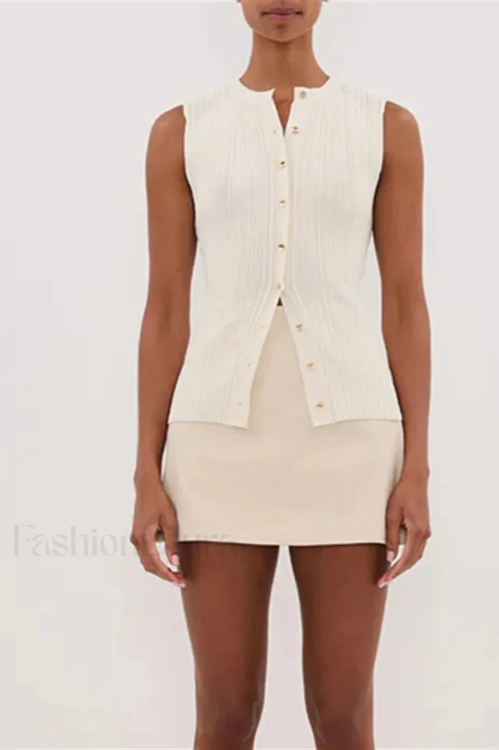 Solid Ribbed Sleeveless Cardigan