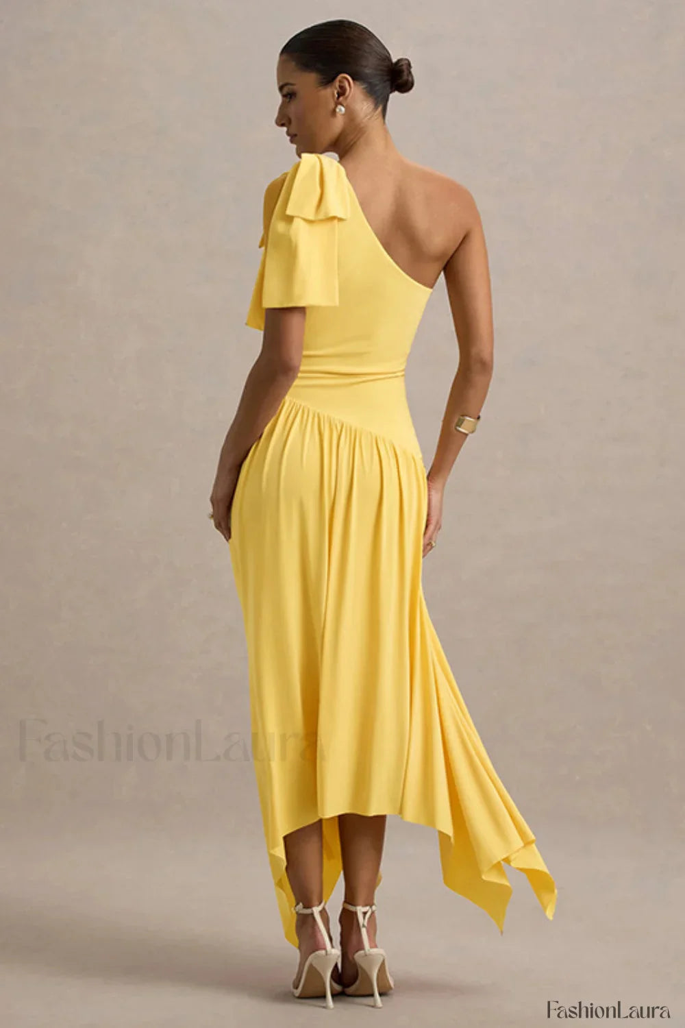 Solid Sleeveless One-Shoulder Maxi Dress