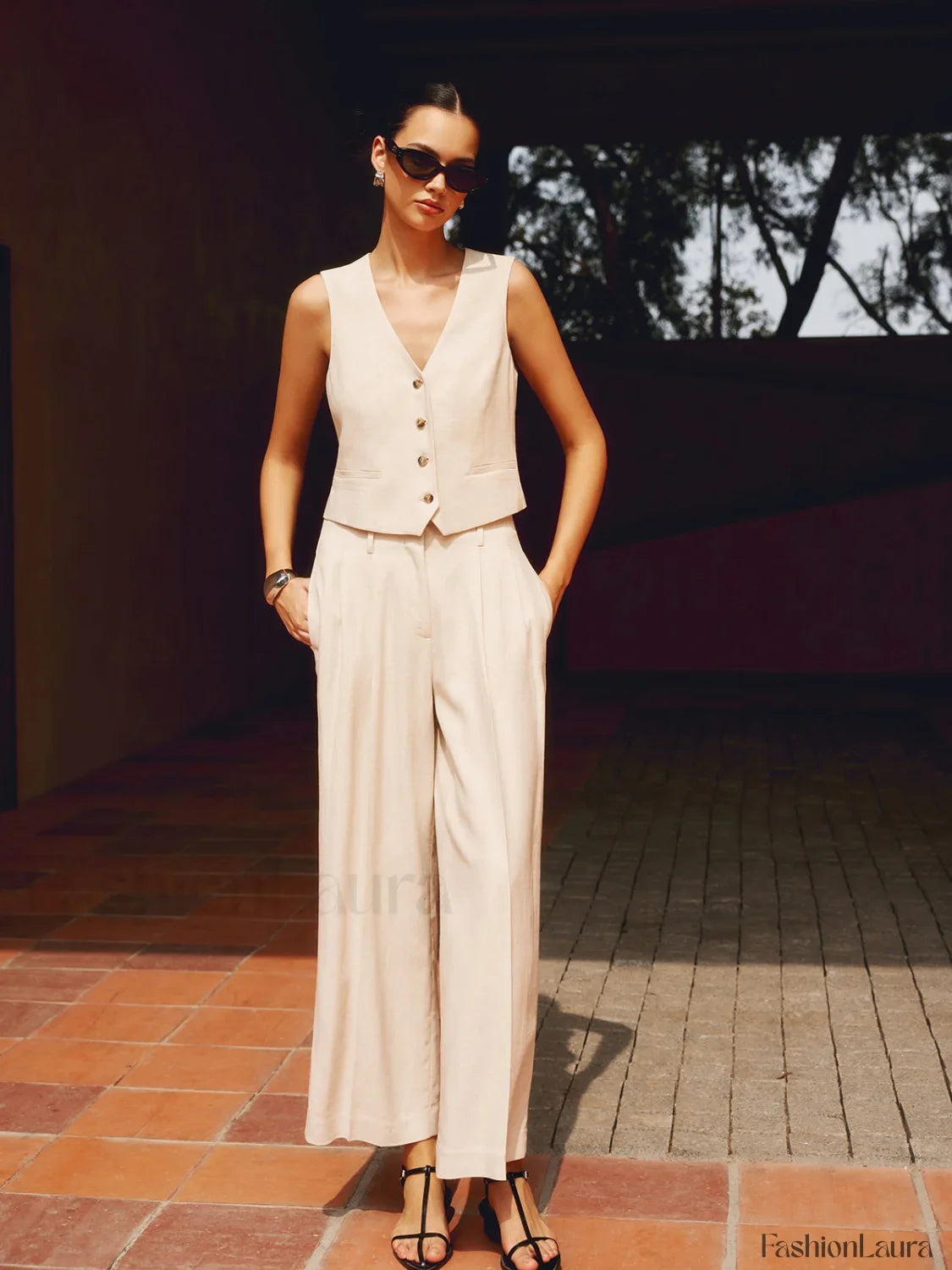 Solid Suit Graceful Straight Leg Pants