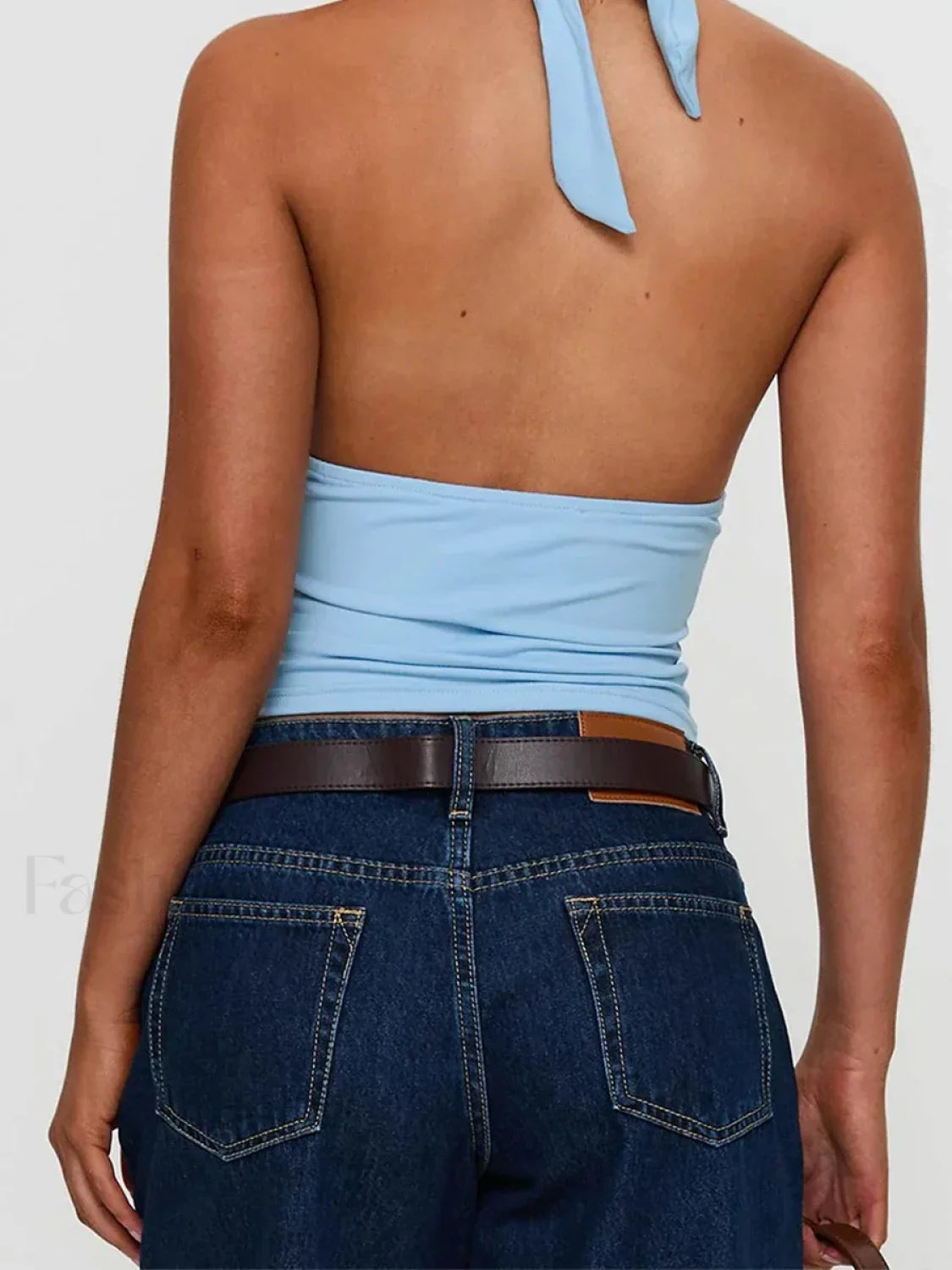 Solid Vintage Halter Crop Top