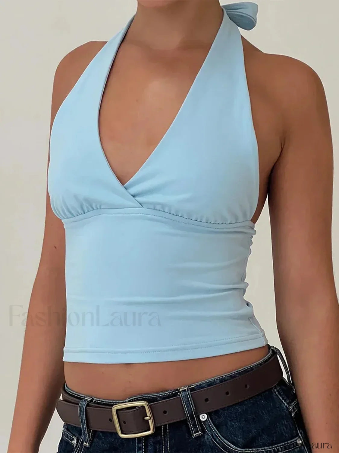 Solid Vintage Halter Crop Top