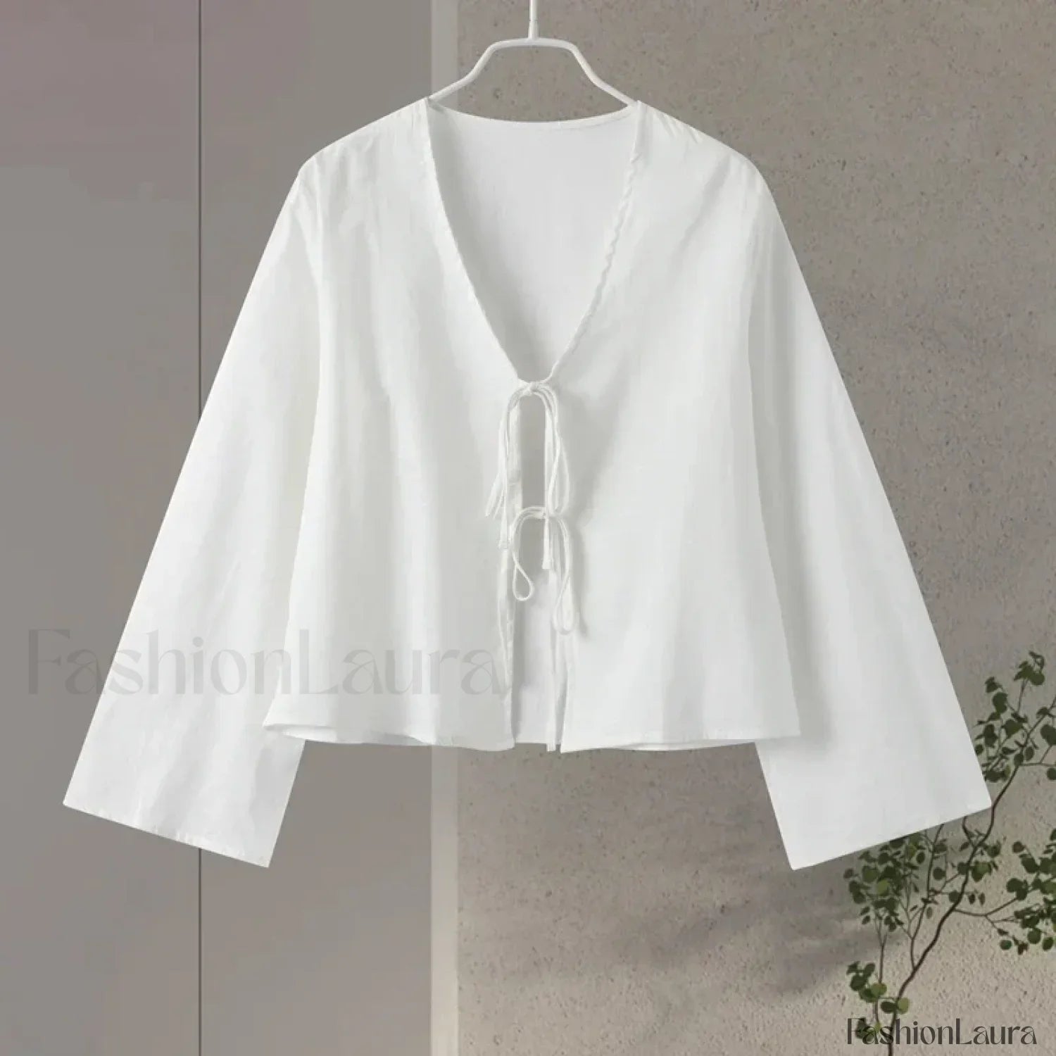 Solid White Female Office Blouse