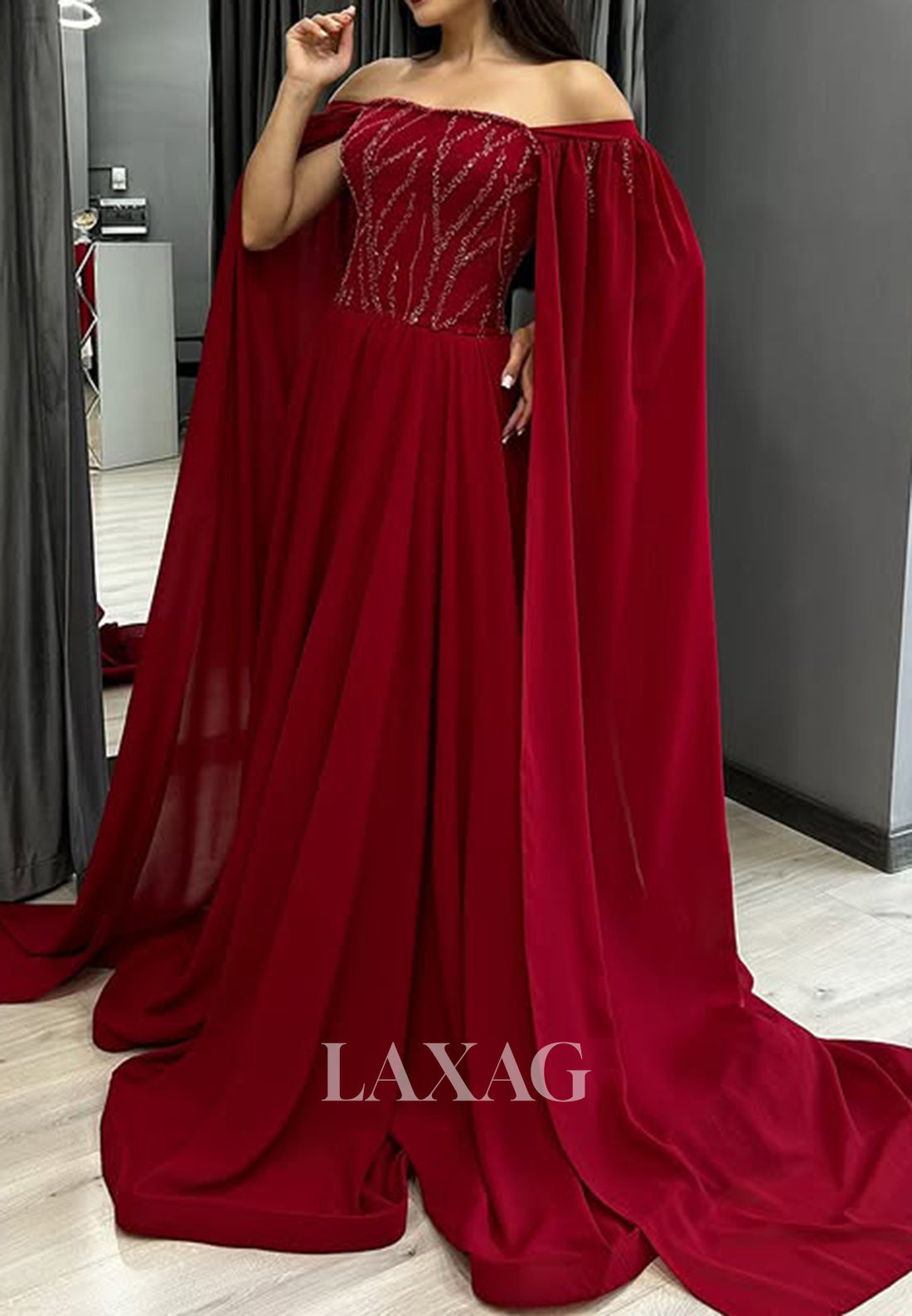 Tube Top Off-Shoulder Sleeveless Formal Gowns Beaded Pleated Sweep Train A-Line Prom Dress