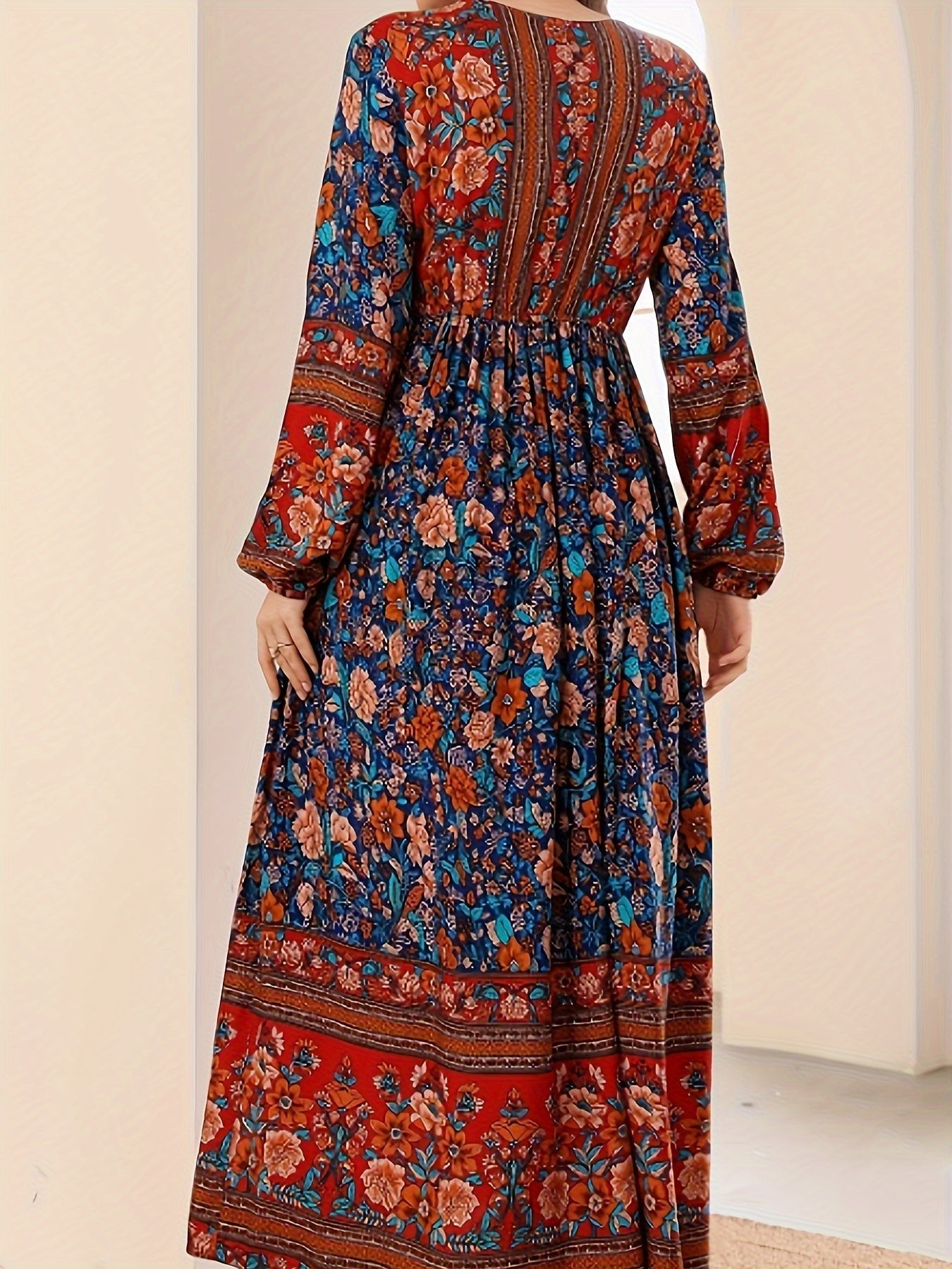 Amets Elegant V-neck Floral Dress for Women Stylish Outfit