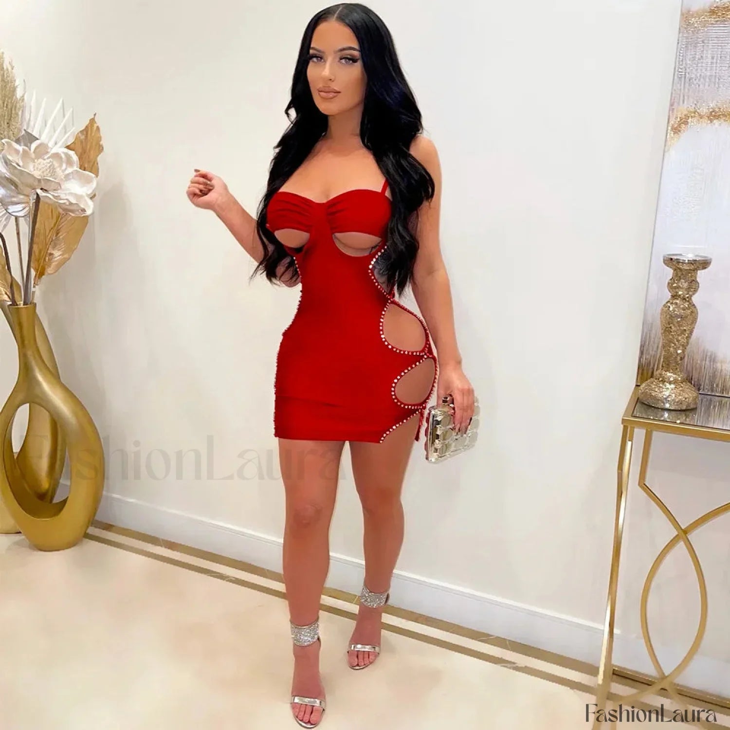 Spaghetti Strap Cut-Out Mini Dress