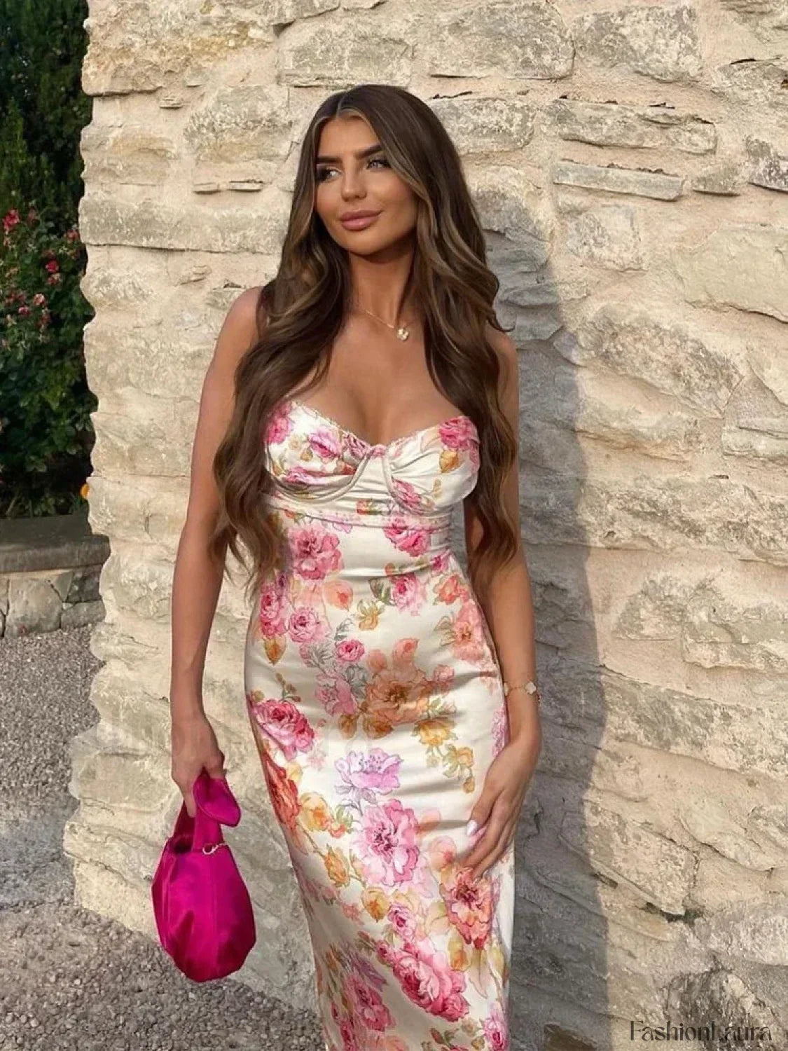 Spaghetti Strap Floral Print Party Dress Elegant Bodycon Floral Dress