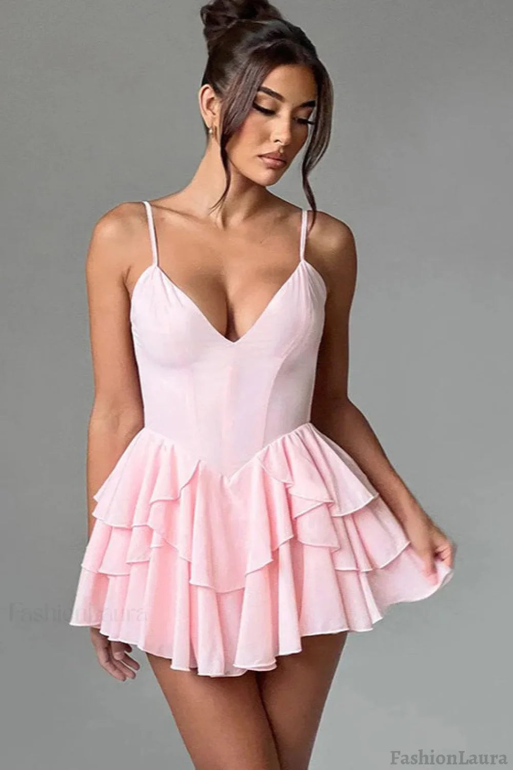 Spaghetti Strap Ruffle Party Dress