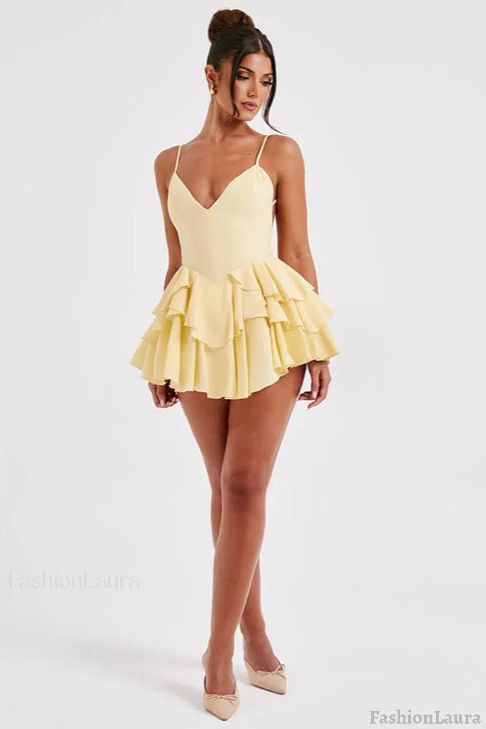 Spaghetti Strap Ruffle Party Dress