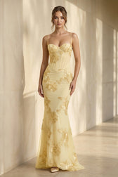 Floral Appliqué Corset Mermaid Maxi Gown Prom 2