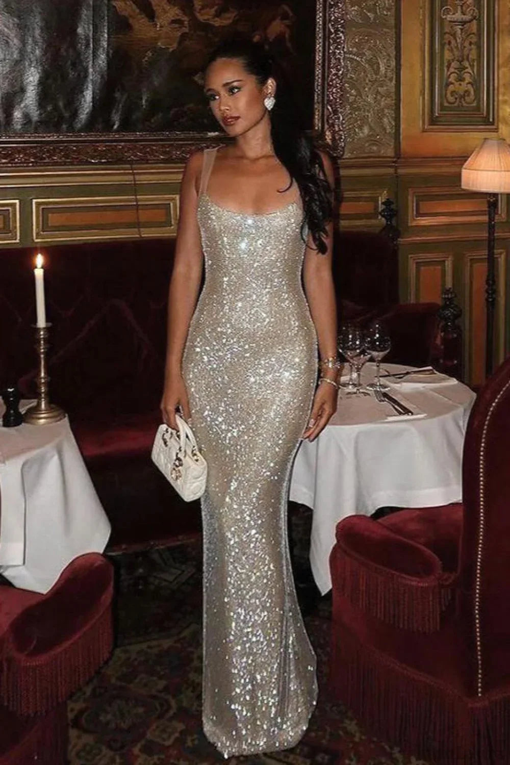 Sparkling Slip Bodycon Maxi Formal Dress