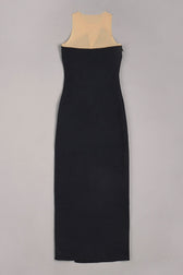Sparkly Crocodile Embellished High Split Mesh Bandage Maxi Dress - Black 4