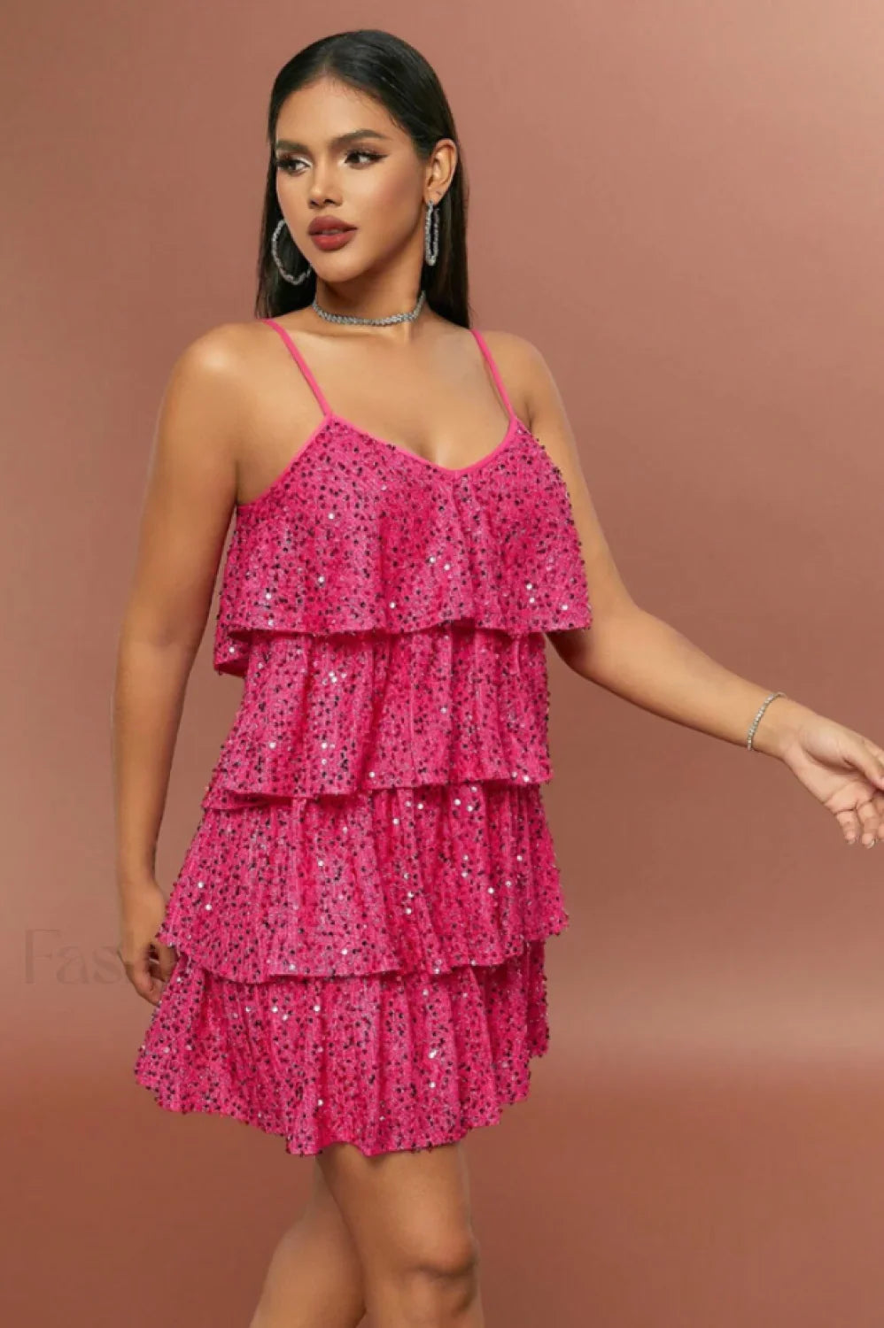 Sparkly Layered Cake Charming Cami Party Dress