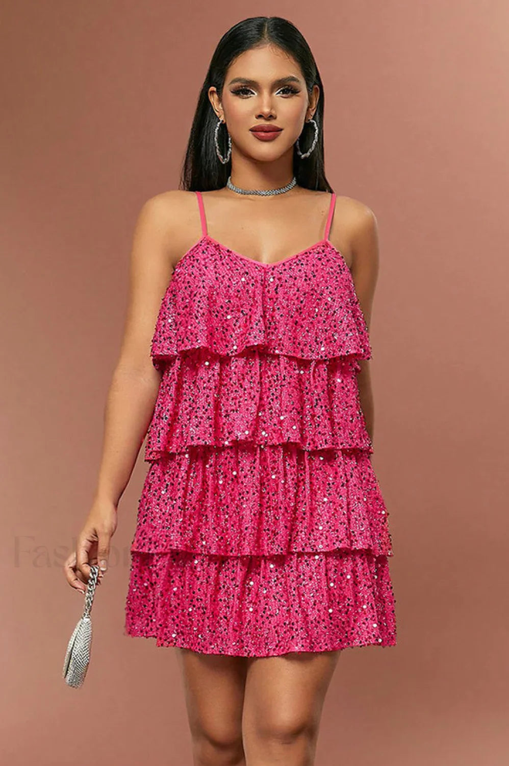 Sparkly Layered Cake Charming Cami Party Dress