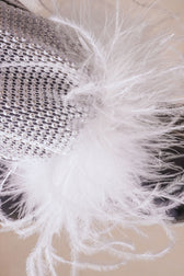 Sparkly Rhinestone Fishnet Feather Sleeve Long Sleeve Sheer Mini Dress - White 4