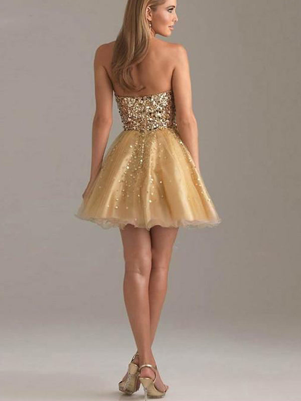 Sequin Sweetheart Strapless Tulle A-Line Homecoming Mini Dress 3