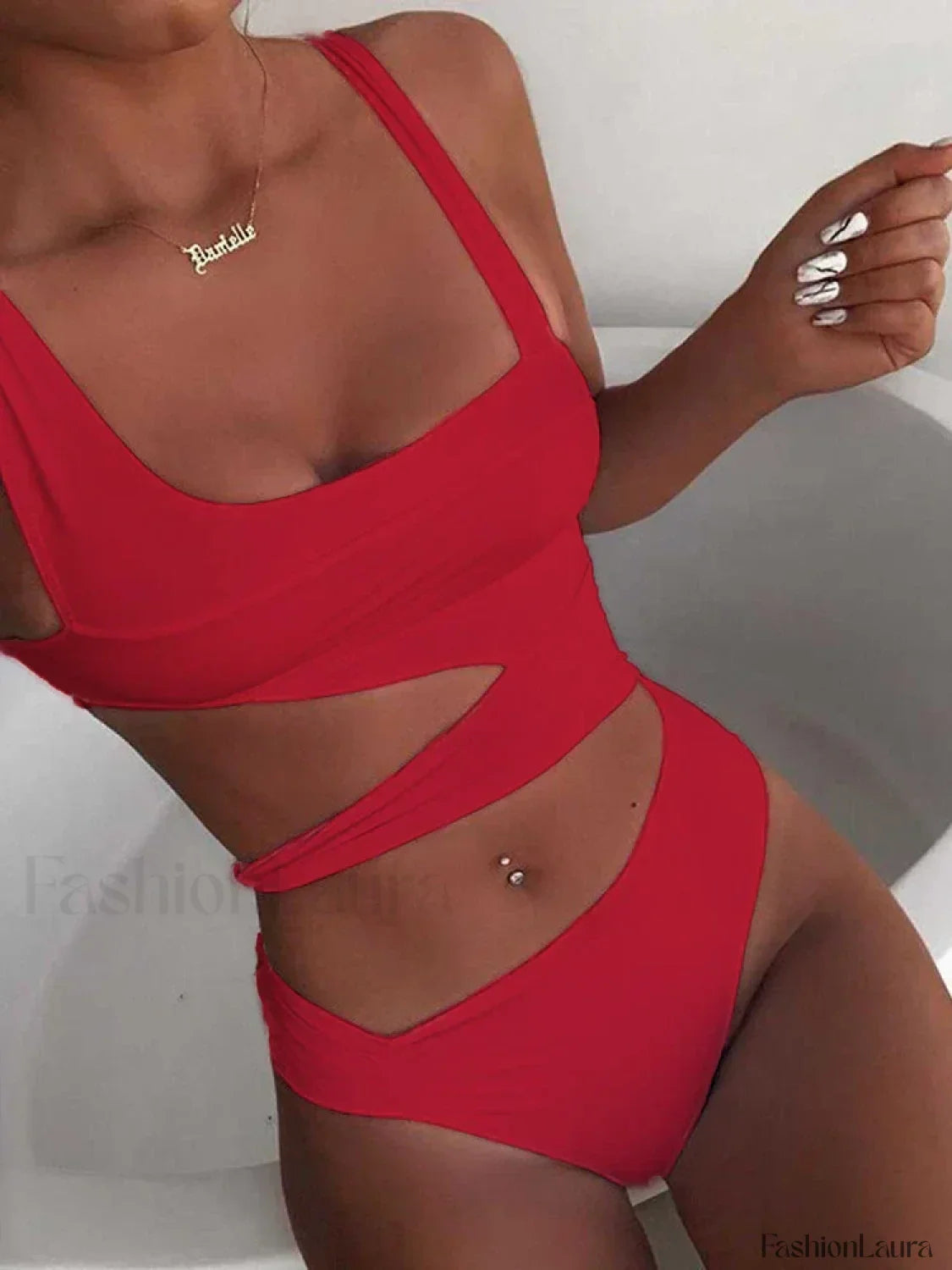 Spliced Hollow Out One Piece