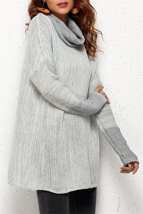 Spliced Turtleneck Loose Pullover Sweater