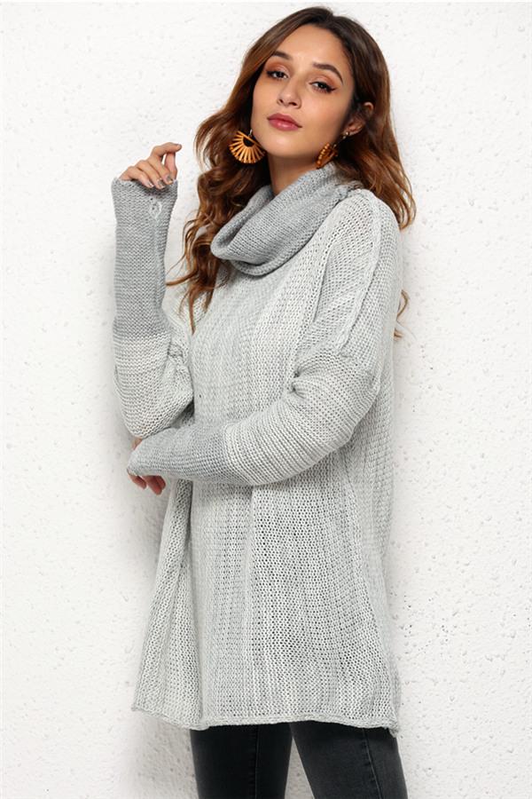 Spliced Turtleneck Loose Pullover Sweater