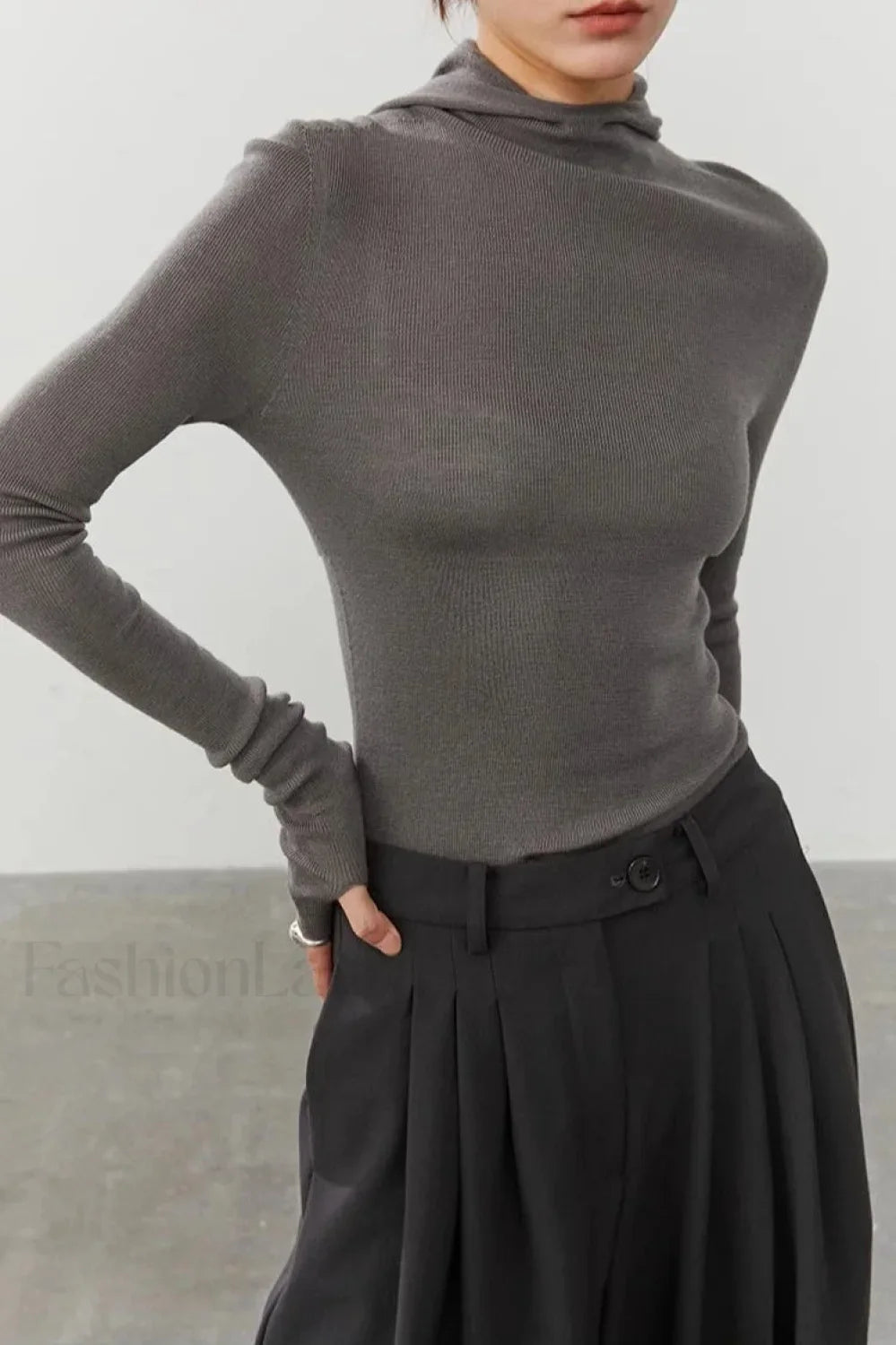 Sport Style Slim Knit Hooded Hoodie