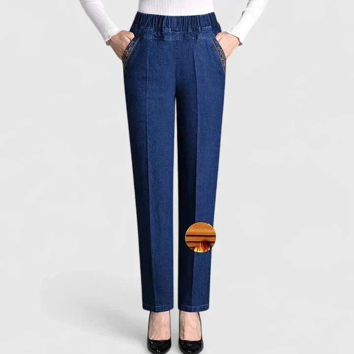 High Waist Elastic Straight Leg Jeans 5