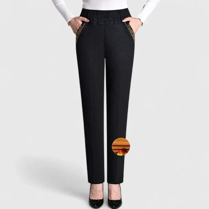 High Waist Elastic Straight Leg Jeans 4
