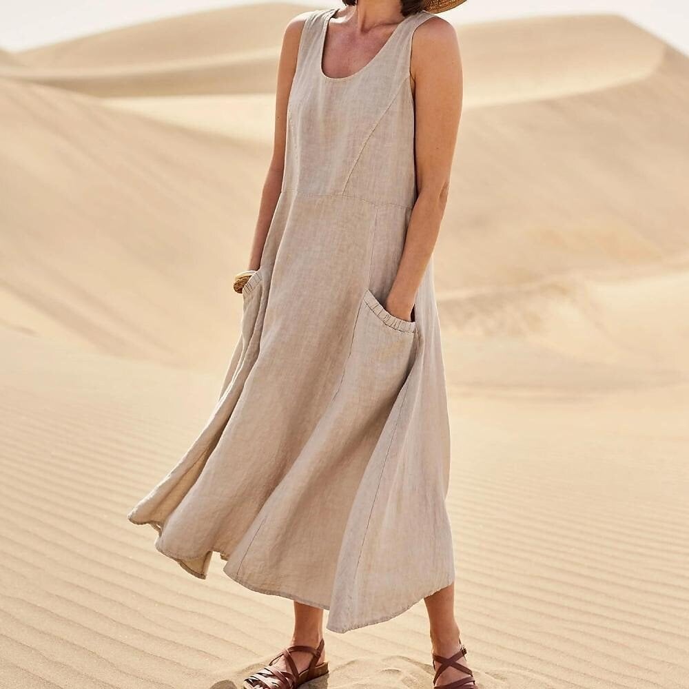 Gundisalva Timeless Sleeveless Dress with Pockets Chic Silhouette Collection