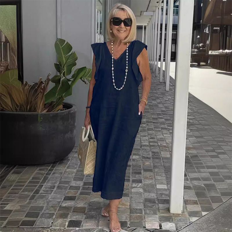 Ruffle Sleeve V-Neck Pocket Midi Dress 5