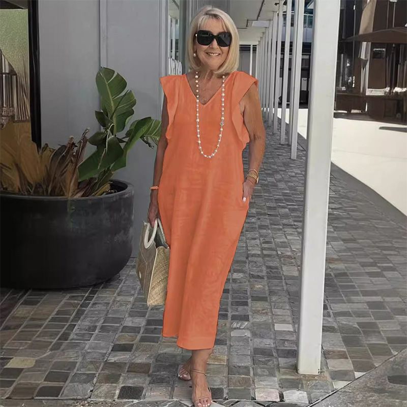 Ruffle Sleeve V-Neck Pocket Midi Dress 6