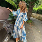 V-Neck Puff Sleeve Tiered Maxi Dress Boho 4