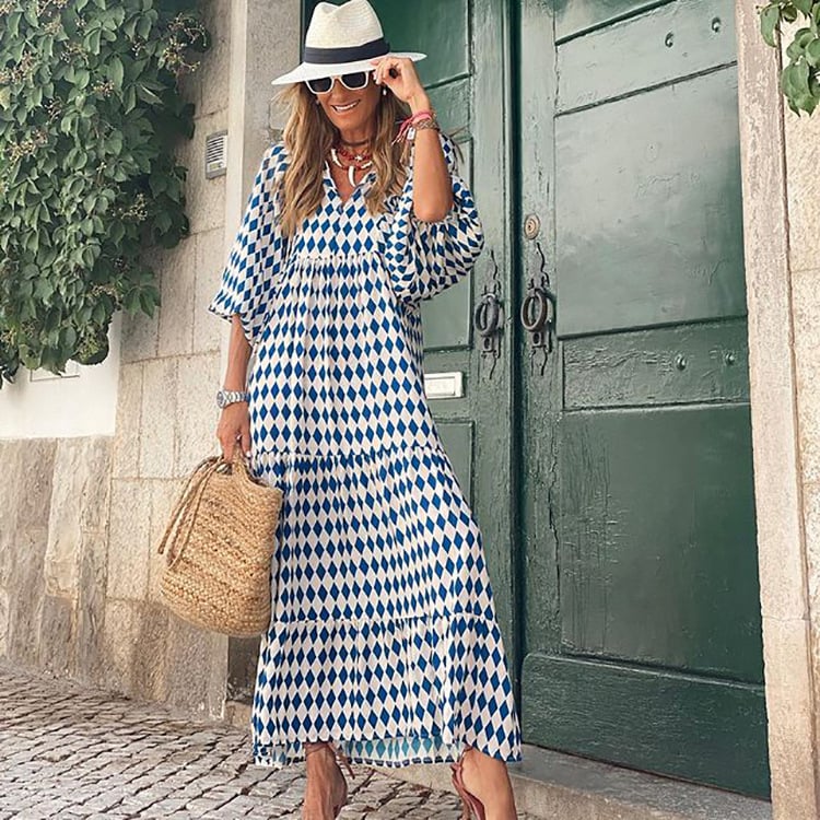 V-Neck Puff Sleeve Tiered Maxi Dress 7