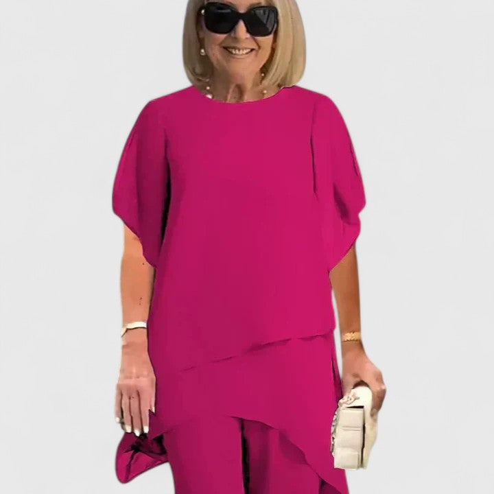Short Sleeve Top and Wide Leg Pants Two Piece Set