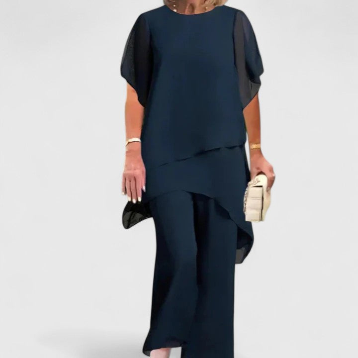Short Sleeve Top and Wide Leg Pants Two Piece Set
