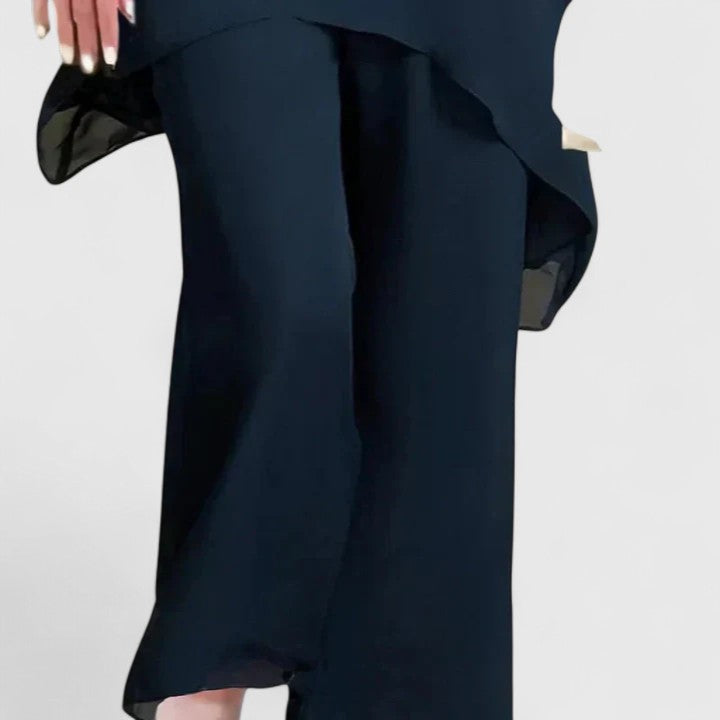 Short Sleeve Top and Wide Leg Pants Two Piece Set