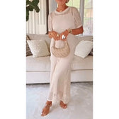 Crochet Knit Short Sleeve Maxi Dress Summer 4