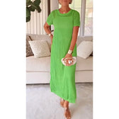 Crochet Knit Short Sleeve Maxi Dress Summer 5