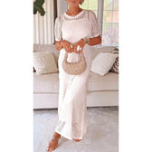 Crochet Knit Short Sleeve Maxi Dress Summer 7
